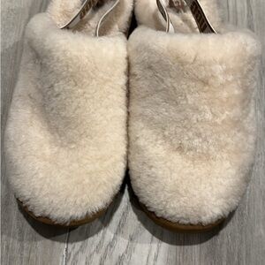 UGG Cream Plush Slippers with Open Back